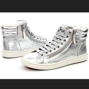 UGG Olive Metallic Silver Sneakers
